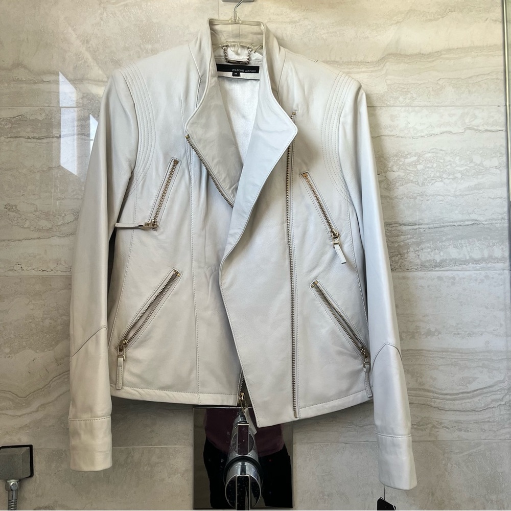 NWT Wilsons Leather White/Cream Genuine Leather Jacket